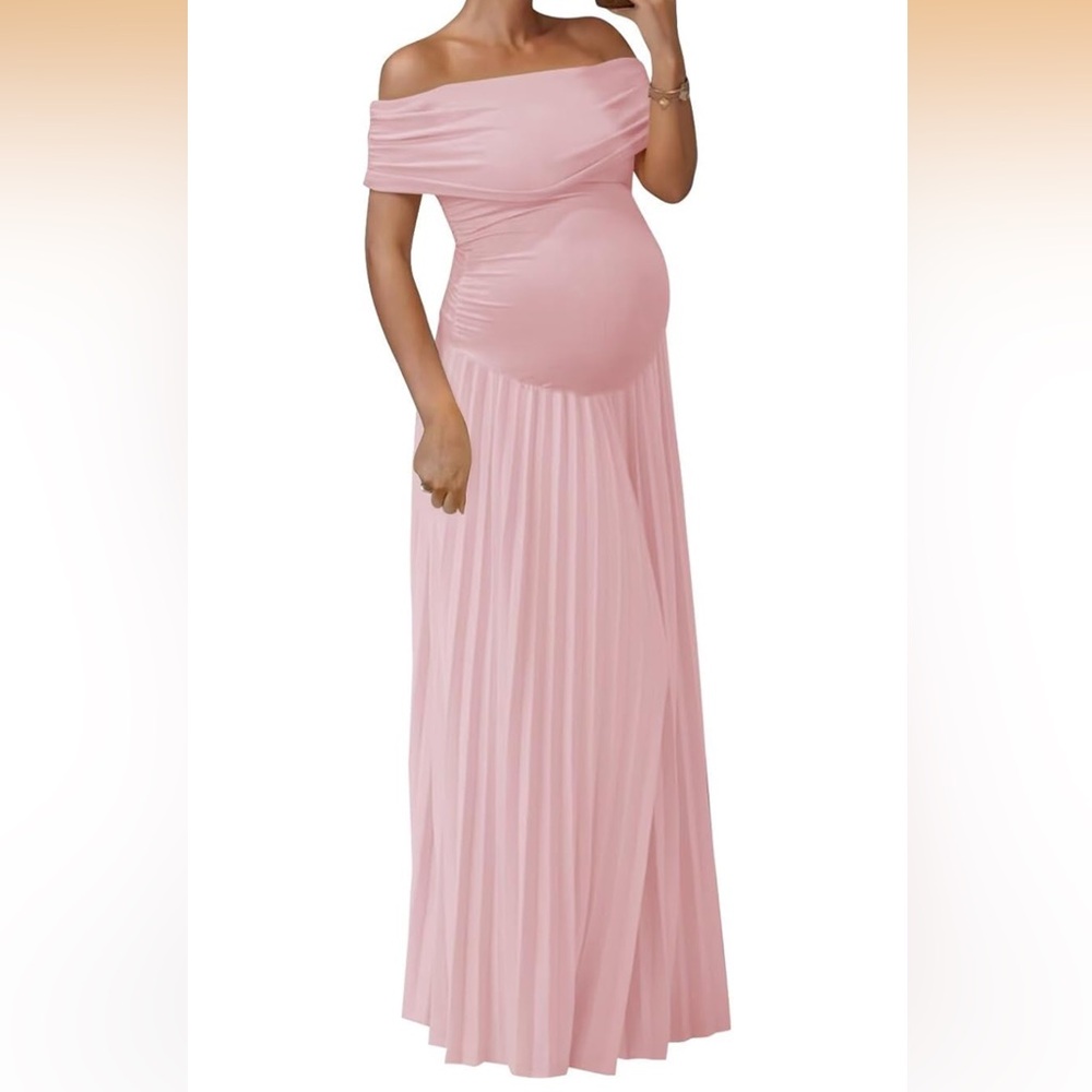 Amazon Pink Pleated Maternity Dress